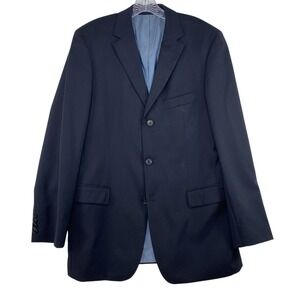 Hugo Boss Men's 40R   Sport Coat Blazer Jacket Navy Blue Wool Single Breasted